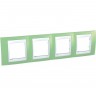 4-постовая рамка SCHNEIDER ELECTRIC UNICA ХАМЕЛЕОН, горизонтальная, белый/зеленое яблоко MGU6.008.863