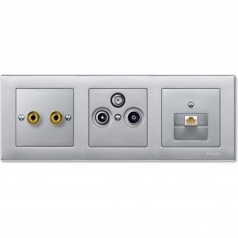 Центральная плата SCHNEIDER ELECTRIC MERTEN двойной/тройной антенной розетки TV+FM+SAT , АЛЮМИНИЙ, SM