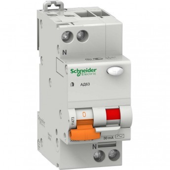 Автоматический выключатель дифференциального тока SCHNEIDER ELECTRIC ДОМОВОЙ АД63 1П+Н 25A 30MA 4,5кА C АС, Испания
