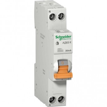 Автоматический выключатель дифференциального тока SCHNEIDER ELECTRIC ДОМОВОЙ АД63 К 1П+Н 6A 30MA 4,5кА C АС, 18 мм