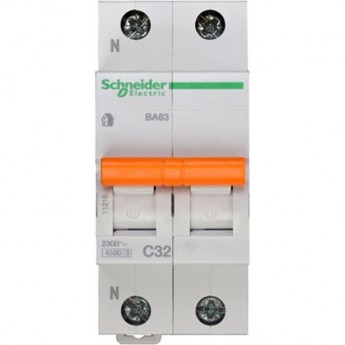 Автоматический выключатель SCHNEIDER ELECTRIC ДОМОВОЙ ВА63 1П+Н 32A C 4,5 кА, Болгария/Италия