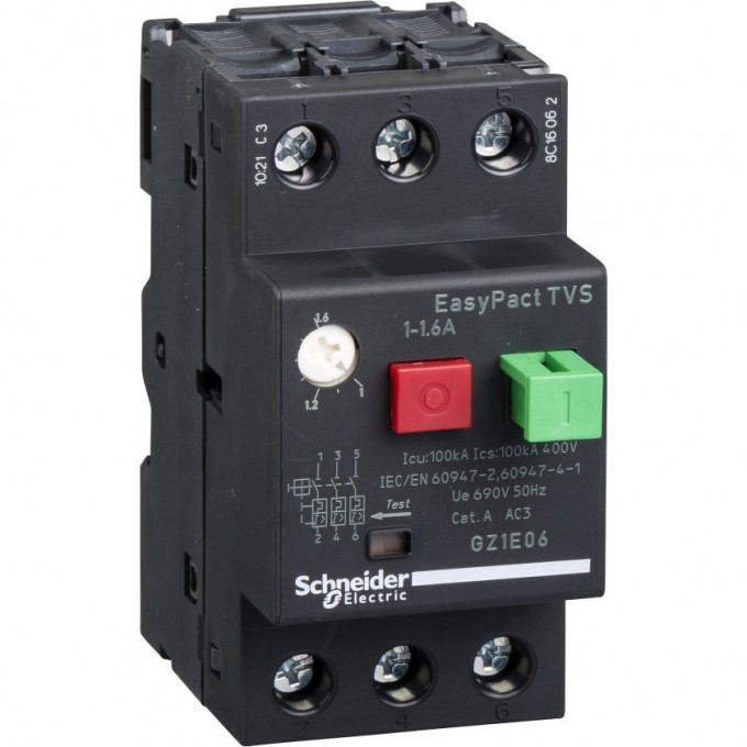 Автоматический выключатель SCHNEIDER ELECTRIC EASYPACT 1-1,6A GZ1E06