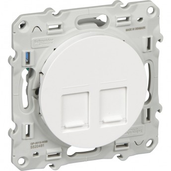 Розетка компьютерная SCHNEIDER ELECTRIC ODACE RJ45 двойная, infraplus, неэкранированный кабель, кат. 5е, БЕЛЫЙ