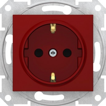 Розетка SCHNEIDER ELECTRIC SEDNA с зазем. конт., с защит. шторками, красный