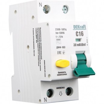 Дифференциальный автоматический выключатель SCHNEIDER ELECTRIC DEKRAFT 1Р+N 16А 30мА тип AC х-ка С ДИФ-103 6кА