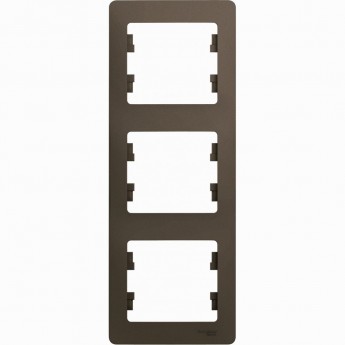 3-постовая рамка SCHNEIDER ELECTRIC GLOSSA, вертикальная, ШОКОЛАД