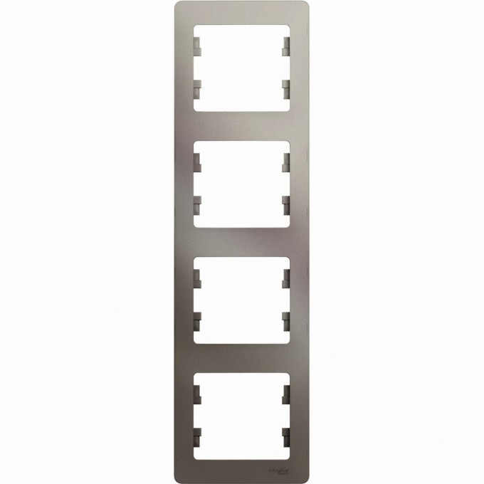 4-постовая рамка SCHNEIDER ELECTRIC GLOSSA, вертикальная, ПЛАТИНА GSL001208