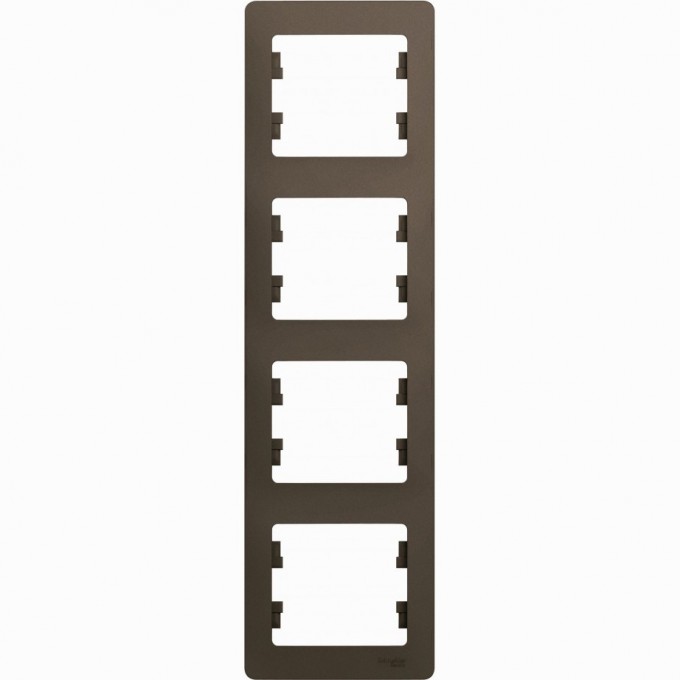 4-постовая рамка SCHNEIDER ELECTRIC GLOSSA, вертикальная, ШОКОЛАД GSL000808