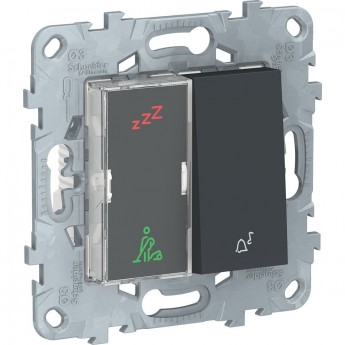 Дисплей гостиничного номера и кнопочный звонок SCHNEIDER ELECTRIC UNICA NEW, антрацит