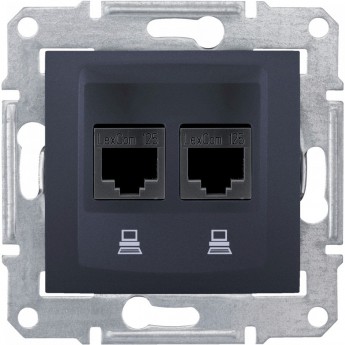 Розетка двойная компьютерная SCHNEIDER ELECTRIC SEDNA RJ45, кат. 6, экр. STP, графит