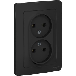 Розетка двойная SCHNEIDER ELECTRIC BLANCA с/у без заземления, без шторок, 16А, 250В, антрацит