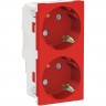 Розетка двойная SCHNEIDER ELECTRIC UNICA MODULAR, со шторками, с заземлением, с винтовыми зажимами, красный NU306703A
