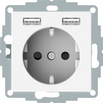 Розетка силовая SCHNEIDER ELECTRIC MERTEN SM, 16 A с зарядкой USB A+A 2,4 A, белый