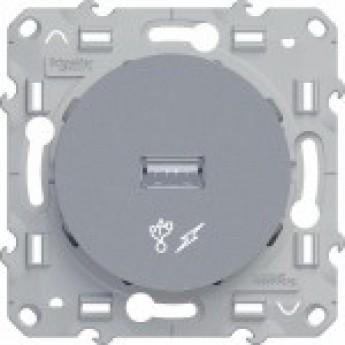 Розетка USB SCHNEIDER ELECTRIC ODACE, одиночный разъем, алюминий