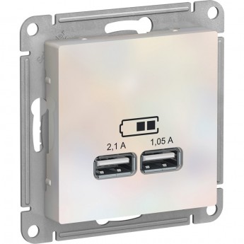 USB розетка SCHNEIDER ELECTRIC ATLASDESIGN 2х5В/1,05 А, механизм, ЖЕМЧУГ