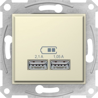USB-розетка SCHNEIDER ELECTRIC SEDNA, 2,1А (2x1,05А), БЕЖЕВЫЙ