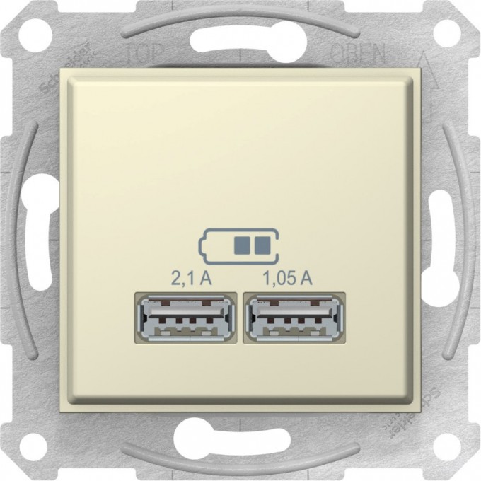 USB-розетка SCHNEIDER ELECTRIC SEDNA, 2,1А (2x1,05А), БЕЖЕВЫЙ SDN2710247