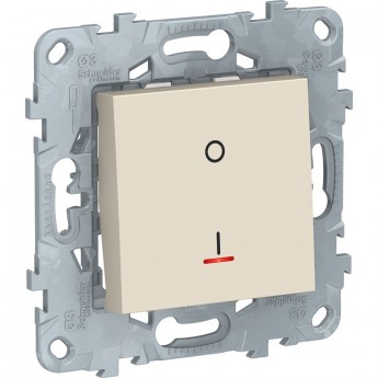 Выключатель 1-клавишный SCHNEIDER ELECTRIC UNICA NEW двухполюсный, с индикацией, сх. 2а, 16 AX, 250 В, бежевый