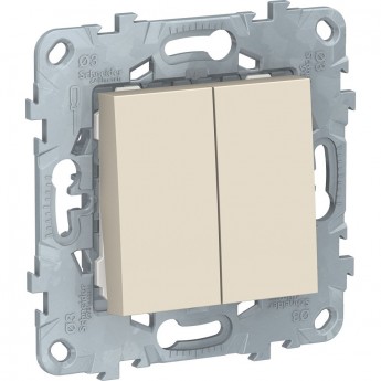 Выключатель 2-клавишный SCHNEIDER ELECTRIC UNICA NEW, сх. 5, 10 AX, 250 В, бежевый
