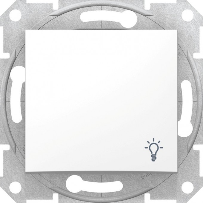 Выключатель кнопочный SCHNEIDER ELECTRIC SEDNA, с символом "свет", сх.1, 10А, 250В, БЕЛЫЙ SDN0900121
