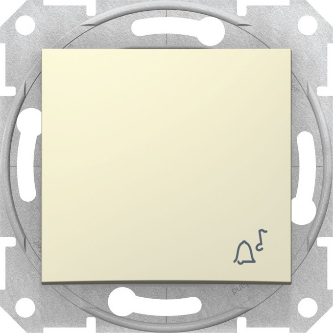 Выключатель кнопочный SCHNEIDER ELECTRIC SEDNA, с символом "звонок", сх.1, 10А, 250В, БЕЖЕВЫЙ SDN0800147