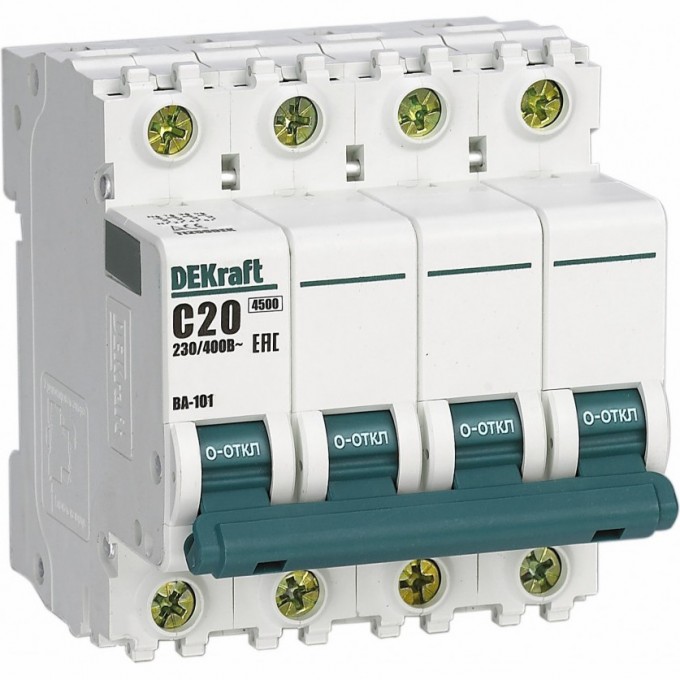 Автоматический выключатель SCHNEIDER ELECTRIC DEKRAFT 4Р 16А х-ка C ВА-101 4,5кА 11090DEK