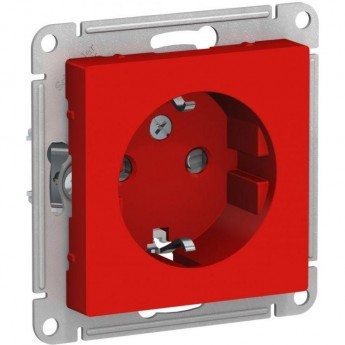 Силовая розетка SCHNEIDER ELECTRIC ATLASDESIGN:1-м СП AtlasDesign 16А IP20 с заземл. защ. шторки механизм, красный