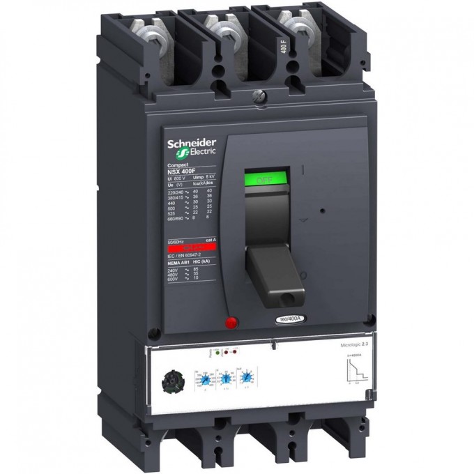 Автоматический выключатель 3П3Т SCHNEIDER ELECTRIC COMPACT MICROLOGIC 2.3 400A NSX400H LV432695