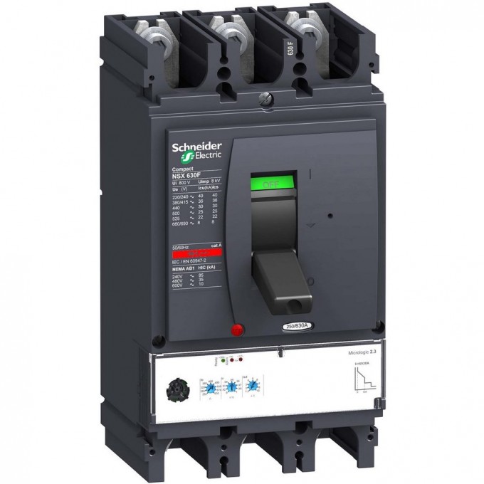 Автоматический выключатель 3П3Т SCHNEIDER ELECTRIC COMPACT MICROLOGIC 2.3 630A NSX630H LV432895