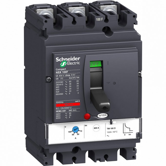 Автоматический выключатель 3П3Т SCHNEIDER ELECTRIC COMPACT TM63D NSX100F LV429632