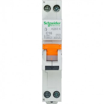 Автоматический выключатель дифференциального тока SCHNEIDER ELECTRIC ДОМОВОЙ АД63 К 1П+Н 16A 30MA 4,5кА C АС, 18 мм