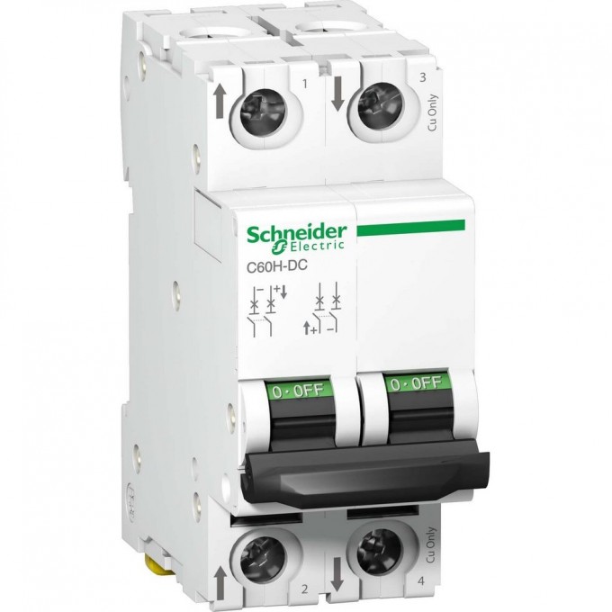 Автоматический выключатель SCHNEIDER ELECTRIC ACTI 9 C60H-DC 2П 63А C 500В DC A9N61539