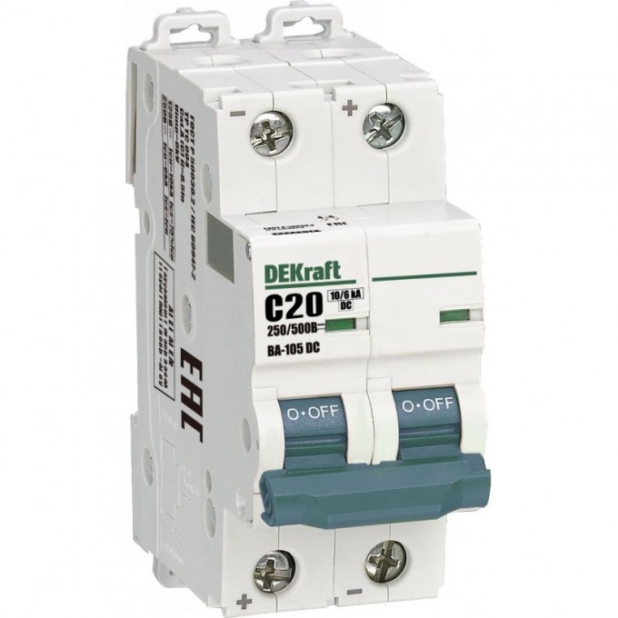 Автоматический выключатель SCHNEIDER ELECTRIC DEKRAFT ВА105-2P-020A-C-DC 13392DEK
